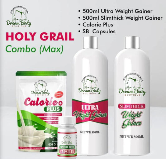 Holy Grail Combo (Max) | 500ml Ultra Weight Gainer | 500ml SlimThick Weight Gainer | Calorie Plus | SB Capsules