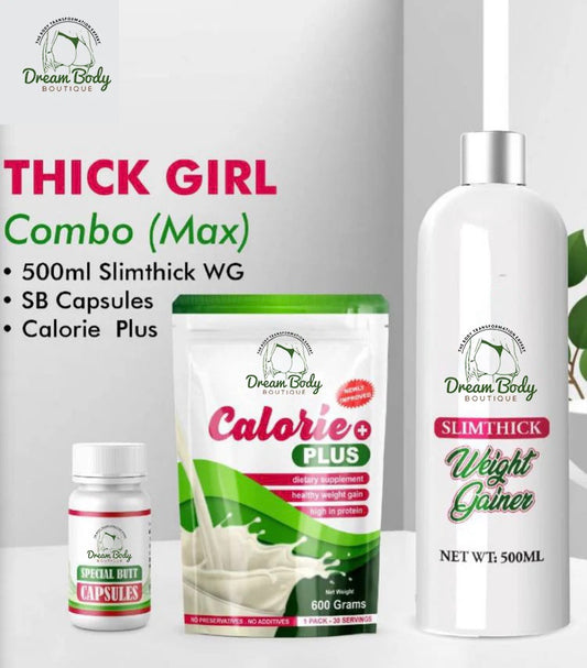 Thick Girl Combo (Max) | 500ml SlimThick Weight Gainer | Calorie Plus | SB Capsules